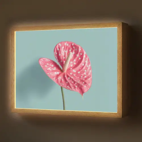 Blad - Anthurium - Stippen - Roze Light Box met batterij (Wandlamp) middel -z3d_website