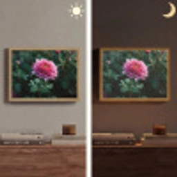 Blad - Chrysant - Roze - Schaduw Light Box met batterij (Wandlamp) middel -sfeer3