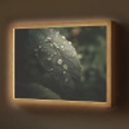 Blad - Groen - Nerven - Regendruppels Light Box met batterij (Wandlamp) middel -z3d_website
