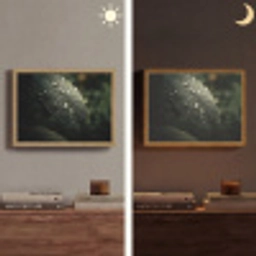 Blad - Groen - Nerven - Regendruppels Light Box met batterij (Wandlamp) middel -sfeer3