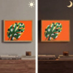 Blad - Oranje - Stippen - Kleurrijk Light Box met batterij (Wandlamp) middel -sfeer3