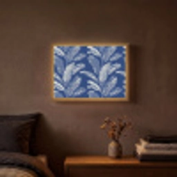 Blad - Palm - Blauw Light Box met batterij (Wandlamp) middel 907 -sfeer4
