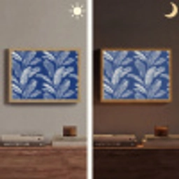 Blad - Palm - Blauw Light Box met batterij (Wandlamp) middel 907 -sfeer3