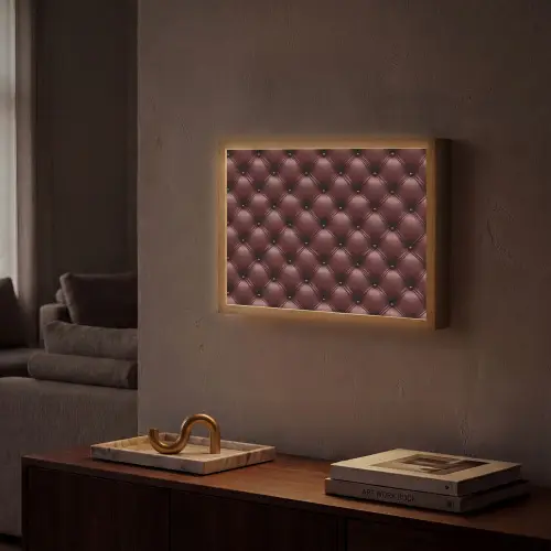 Leer - Patroon - Bordeaux Light Box met batterij (Wandlamp) middel 907 -sfeer1