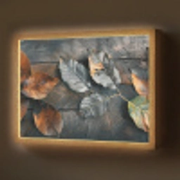 Bladeren - Herfst - Grijs - Natuur Light Box met batterij (Wandlamp) middel -z3d_website