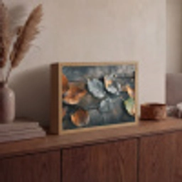 Bladeren - Herfst - Grijs - Natuur Light Box met batterij (Wandlamp) middel -sfeer2
