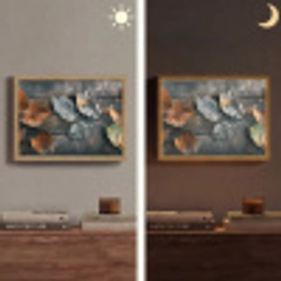 Bladeren - Herfst - Grijs - Natuur Light Box met batterij (Wandlamp) middel -sfeer3