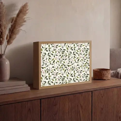Bladeren - Bessen - Roze Light Box met batterij (Wandlamp) middel 907 -sfeer2