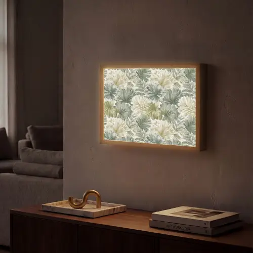 Bladeren - Botanisch - Groen Light Box met batterij (Wandlamp) middel 907 -sfeer1