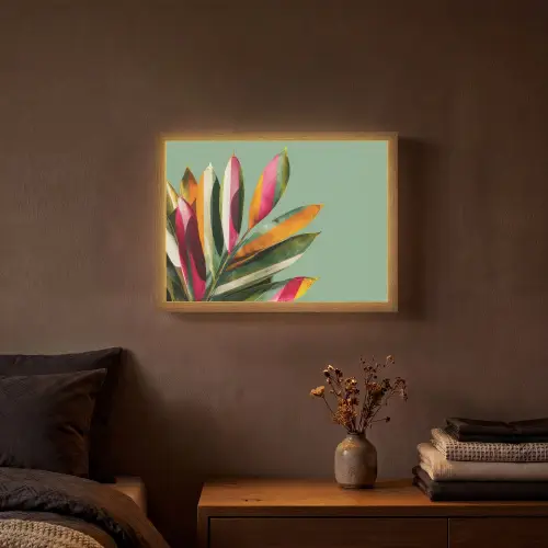 Bladeren - Tak - Kleurrijk Light Box met batterij (Wandlamp) middel -sfeer4