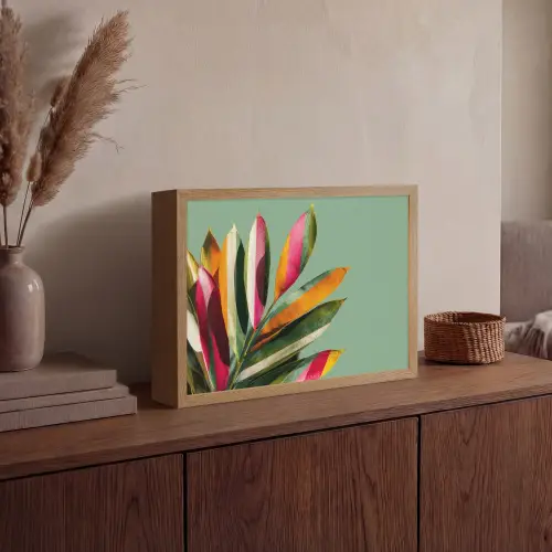 Bladeren - Tak - Kleurrijk Light Box met batterij (Wandlamp) middel -sfeer2