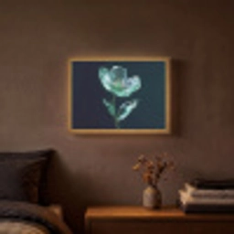 Bladeren - Bloem - Glazen - Donkerblauw Light Box met batterij (Wandlamp) middel -sfeer4