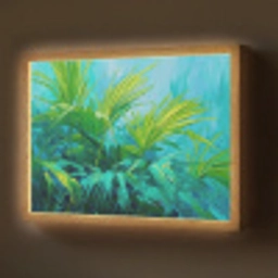 Bladeren - Groen - Schilderij - Abstract Light Box met batterij (Wandlamp) middel -z3d_website