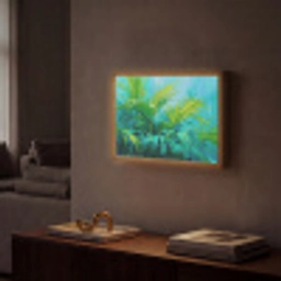 Bladeren - Groen - Schilderij - Abstract Light Box met batterij (Wandlamp) middel -sfeer1