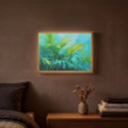 Bladeren - Groen - Schilderij - Abstract Light Box met batterij (Wandlamp) middel -sfeer4