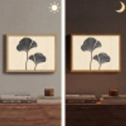 Bladeren - Minimalistisch - Zwart Light Box met batterij (Wandlamp) middel -sfeer3
