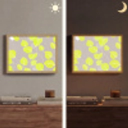 Bladeren - Neon - Geel - Lijnen Light Box met batterij (Wandlamp) middel -sfeer3