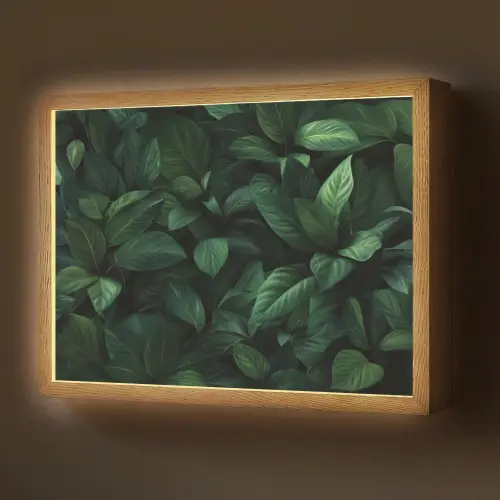 Bladeren - Ovaal - Groen - Nerven Light Box met batterij (Wandlamp) middel -z3d_website