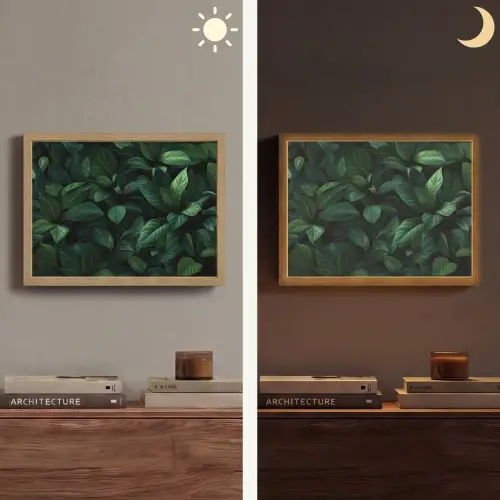 Bladeren - Ovaal - Groen - Nerven Light Box met batterij (Wandlamp) middel -sfeer3
