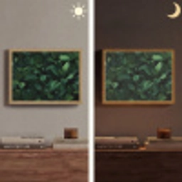 Bladeren - Ovaal - Groen - Nerven Light Box met batterij (Wandlamp) middel -sfeer3