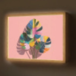Bladeren - Geschilderd - Vlakken - Kleurrijk Light Box met batterij (Wandlamp) middel -z3d_website