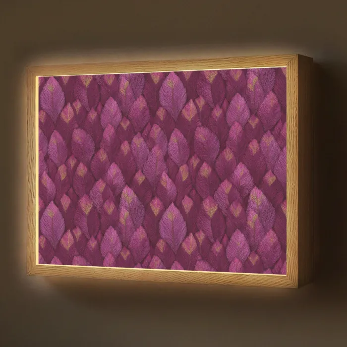 Bladeren - Patroon - Burgundy Light Box met batterij (Wandlamp) middel 907 -z3d_website