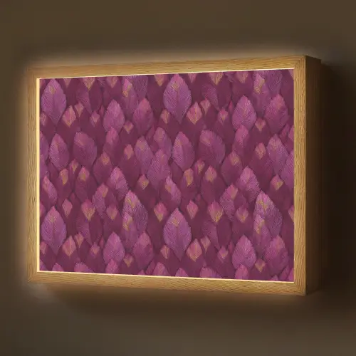 Bladeren - Patroon - Burgundy Light Box met batterij (Wandlamp) middel 907 -z3d_website