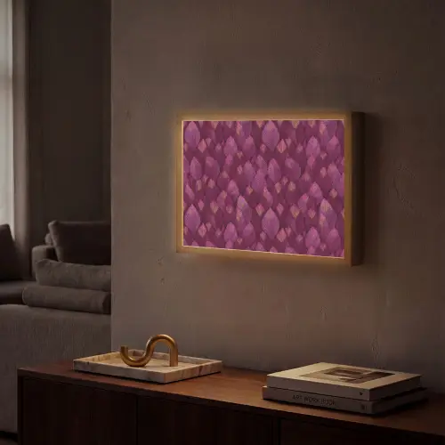 Bladeren - Patroon - Burgundy Light Box met batterij (Wandlamp) middel 907 -sfeer1