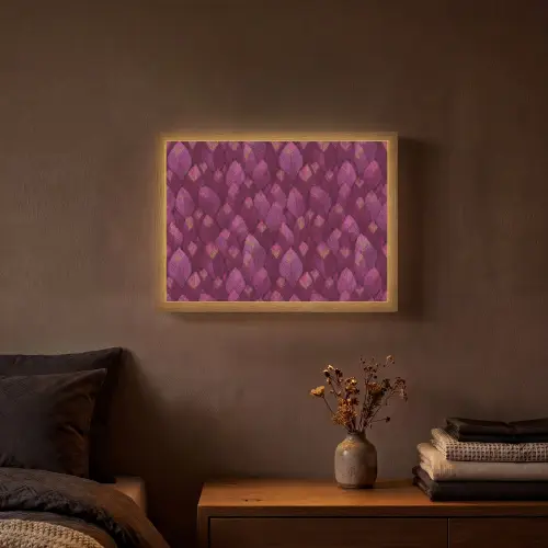 Bladeren - Patroon - Burgundy Light Box met batterij (Wandlamp) middel 907 -sfeer4