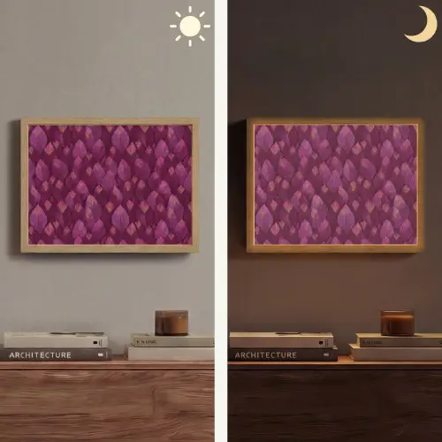 Bladeren - Patroon - Burgundy Light Box met batterij (Wandlamp) middel 907 -sfeer3
