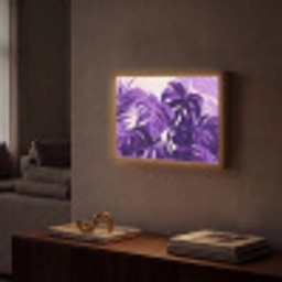 Bladeren - Paars - Tropisch - Abstract Light Box met batterij (Wandlamp) middel -sfeer1