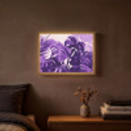 Bladeren - Paars - Tropisch - Abstract Light Box met batterij (Wandlamp) middel -sfeer4