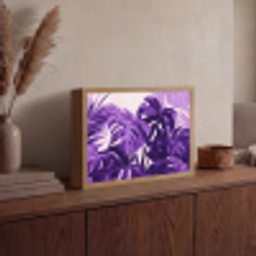 Bladeren - Paars - Tropisch - Abstract Light Box met batterij (Wandlamp) middel -sfeer2