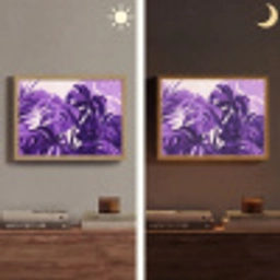 Bladeren - Paars - Tropisch - Abstract Light Box met batterij (Wandlamp) middel -sfeer3