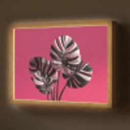 Bladeren - Rond - Roze Light Box met batterij (Wandlamp) middel -z3d_website