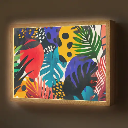 Bladeren - Vormen - Abstract - Kleurrijk Light Box met batterij (Wandlamp) middel -z3d_website
