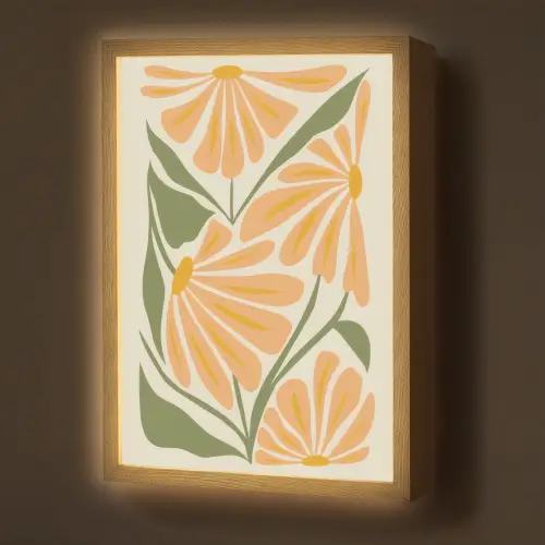 Blaadjes - Zachtoranje - Bloemen Light Box met batterij (Wandlamp) middel -z3d_website