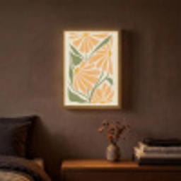 Blaadjes - Zachtoranje - Bloemen Light Box met batterij (Wandlamp) middel -sfeer4