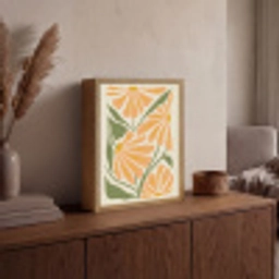 Blaadjes - Zachtoranje - Bloemen Light Box met batterij (Wandlamp) middel -sfeer2
