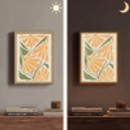 Blaadjes - Zachtoranje - Bloemen Light Box met batterij (Wandlamp) middel -sfeer3