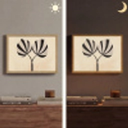 Bladeren - Gestreept - Stengel - Beige Light Box met batterij (Wandlamp) middel -sfeer3