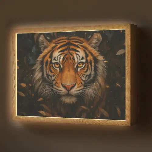 Bladeren - Tijger - Oranje Light Box met batterij (Wandlamp) middel -z3d_website