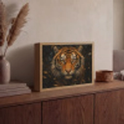 Bladeren - Tijger - Oranje Light Box met batterij (Wandlamp) middel -sfeer2
