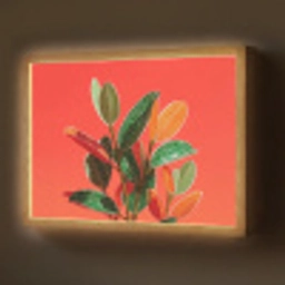 Bladeren - Nerven - Oranje - Structuur Light Box met batterij (Wandlamp) middel -z3d_website