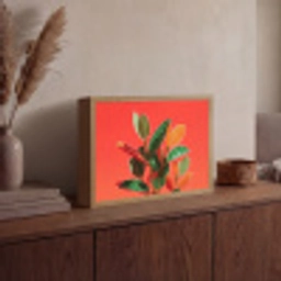 Bladeren - Nerven - Oranje - Structuur Light Box met batterij (Wandlamp) middel -sfeer2