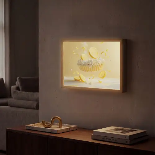 Citroen - Taart - Eten - Geel Light Box met batterij (Wandlamp) middel -sfeer1