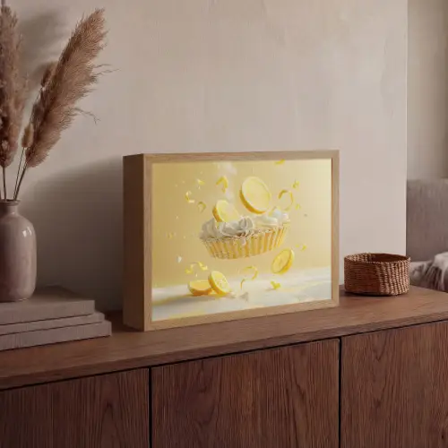 Citroen - Taart - Eten - Geel Light Box met batterij (Wandlamp) middel -sfeer2