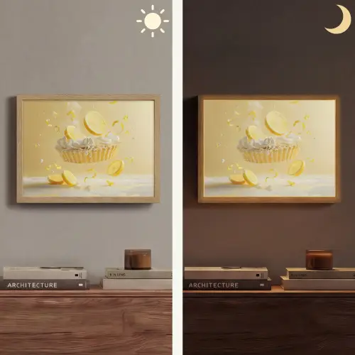 Citroen - Taart - Eten - Geel Light Box met batterij (Wandlamp) middel -sfeer3