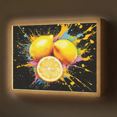 Citroen - Graffiti - Kleurrijk - Verf - Modern Light Box met batterij (Wandlamp) middel -z3d_website