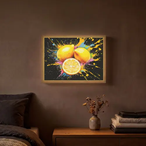 Citroen - Graffiti - Kleurrijk - Verf - Modern Light Box met batterij (Wandlamp) middel -sfeer4